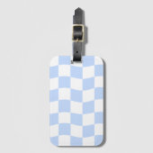 Pastel Blue White Retro Checkerboard Pattern Gepäckanhänger (Vorderseite Vertikal)
