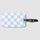 Pastel Blue White Retro Checkerboard Pattern Gepäckanhänger (Vorderseite (Horizontal))