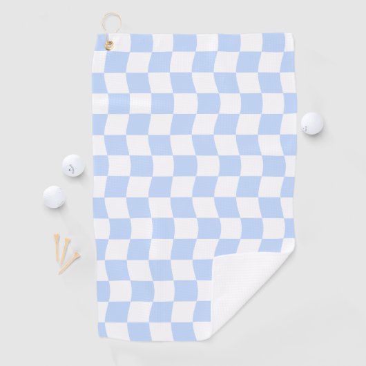 Pastel Blue White Retro Checkerboard Pattern Golfhandtuch (Insitu)