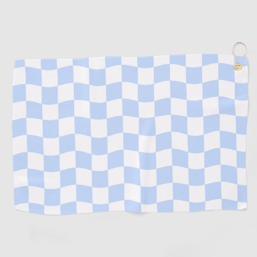 Pastel Blue White Retro Checkerboard Pattern Golfhandtuch (Horizontal)