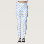 Pastel Blue White Retro Checkerboard Pattern Leggings (Vorderseite)