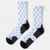 Pastel Blue White Retro Checkerboard Pattern Socken (Links)