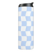 Pastel Blue White Retro Checkerboard Pattern Thermosbecher (Nach links gedreht)