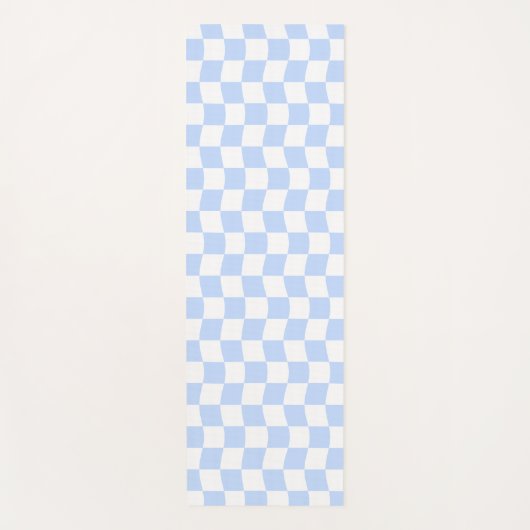 Pastel Blue White Wavy Checkerboard Pattern Yogamatte (Vorderseite)