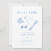 Pastel Blue Winter Après Bébé Ski Baby Shower   Einladung (Vorderseite)