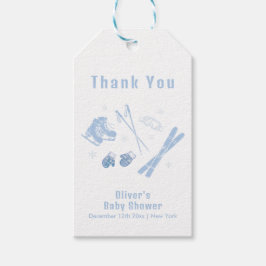 Pastel Blue Winter Après Bébé Ski Boy Baby Shower  Geschenkanhänger