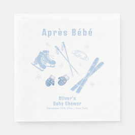 Pastel Blue Winter Après Bébé Ski Boy Baby Shower Serviette
