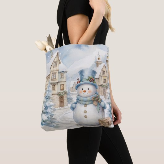 PASTEL BLUE WINTER FERIENURLAUB CHRISTMAS SNOWMAN TASCHE (Von Nahem)