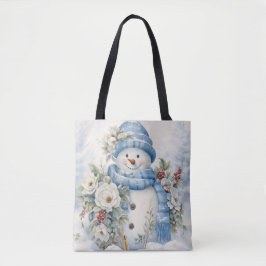 PASTEL BLUE WINTER FERIENURLAUB CHRISTMAS SNOWMAN TASCHE