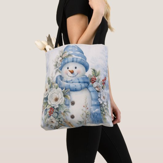 PASTEL BLUE WINTER FERIENURLAUB CHRISTMAS SNOWMAN TASCHE (Von Nahem)