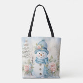 PASTEL BLUE WINTER FERIENURLAUB CHRISTMAS SNOWMAN TASCHE (Rückseite)