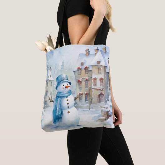 PASTEL BLUE WINTER FERIENURLAUB CHRISTMAS SNOWMAN TASCHE (Von Nahem)