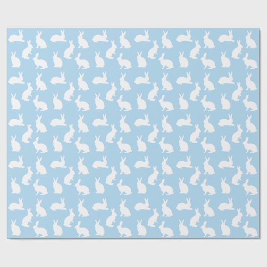 Pastel Blue With White Bunny Pattern Cute Easter Geschenkpapier (Flach)