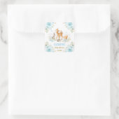 Pastel Blue Woodland Animals Baby Shower Favoriten Quadratischer Aufkleber (Tasche)