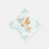 Pastel Blue Woodland Forest Animals Blumendusche Serviette (Ecke)