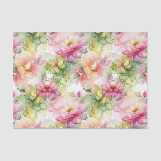 Pastel Blume Alkohol Tinte Illustration Großdruck Seidenpapier (Vorderseite)