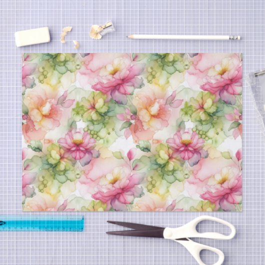 Pastel Blume Alkohol Tinte Illustration Großdruck Seidenpapier (Handwerk)