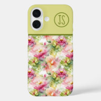 Pastel Blume Alkohol Tinte Illustration Monogramm