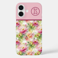 Pastel Blume Alkohol Tinte Illustration Monogramm