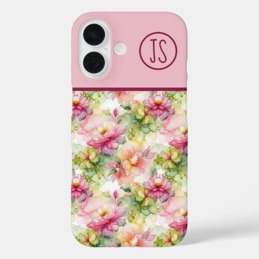 Pastel Blume Alkohol Tinte Illustration Monogramm Case-Mate iPhone Hülle (Rückseite)