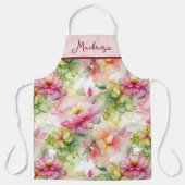 Pastel Blume Alkohol Tinte Illustration Rosa Schürze (Vorderseite)