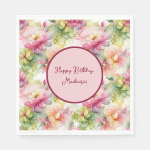 Pastel-Blume Alkoholtink Illustration individuell Serviette