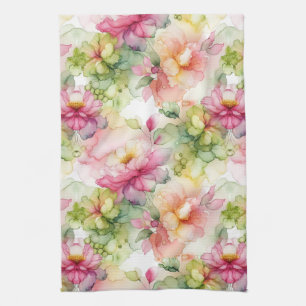 Pastel Blume Alkoholtinte Illustration Geschirrtuch