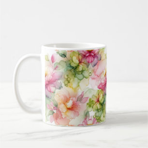 Pastel Blume Alkoholtinte Illustration Kaffeetasse