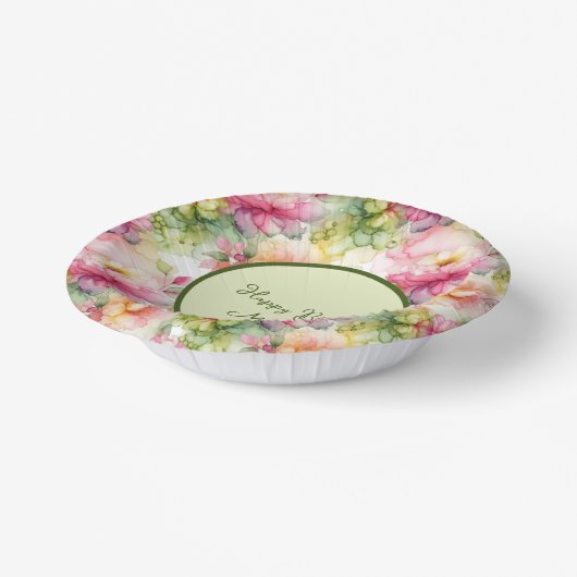 Pastel Blume Alkoholtinte Illustration Pappteller (Gewinkelt)