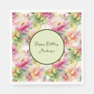 Pastel Blume Alkoholtinte Illustration Serviette
