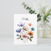 Pastel-Blume Aquarellbilder anpassen Postkarte (Stehend Vorderseite)