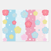 Pastel Blume Blossom Streifen Sakura Thema Geschenkpapier Set (Vorderseite 3)