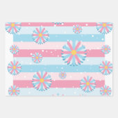 Pastel Blume Blossom Streifen Sakura Thema Geschenkpapier Set (Vorderseite 2)