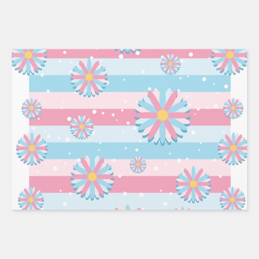 Pastel Blume Blossom Streifen Sakura Thema Geschenkpapier Set (Vorderseite 2)