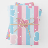 Pastel Blume Blossom Streifen Sakura Thema Geschenkpapier Set (Beispiel)