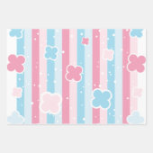 Pastel Blume Blossom Streifen Sakura Thema Geschenkpapier Set (Vorderseite)