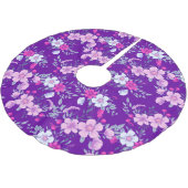 Pastel-Blume Blumendruck auf elegante Lila Polyester Weihnachtsbaumdecke (Schrägansicht)