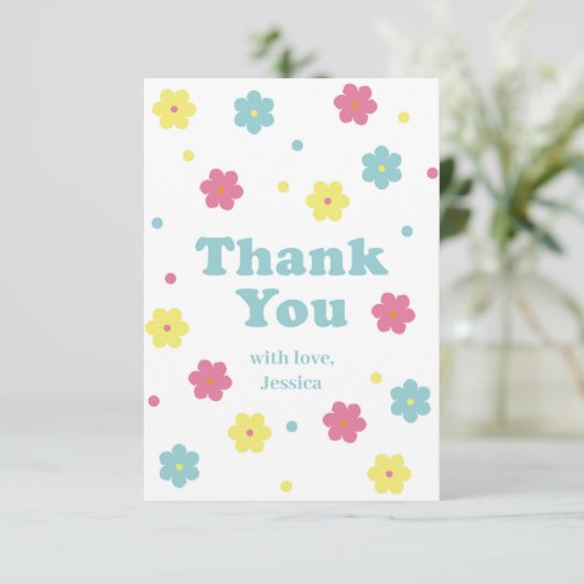 Pastel Blume Danke Karte (Stehend Vorderseite)