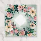 Pastel Blume Elegante: Grün blühende Hochzeit Geschenkanhänger (Rückseite)