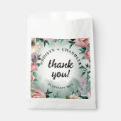 Pastel Blume Elegante: Grün blühende Hochzeit Geschenktütchen (Vorderseite)