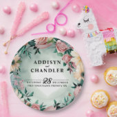 Pastel Blume Elegante: Grün blühende Hochzeit Pappteller (Party)