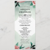 Pastel Blume Elegante: Grün blühende Hochzeit Programm (Vorderseite)
