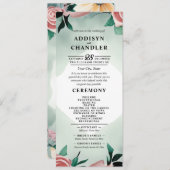 Pastel Blume Elegante: Grün blühende Hochzeit Programm (Vorne/Hinten)