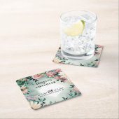 Pastel Blume Elegante: Grün blühende Hochzeit Rechteckiger Pappuntersetzer (Vor Ort)