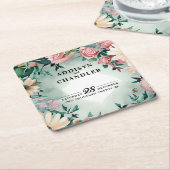 Pastel Blume Elegante: Grün blühende Hochzeit Rechteckiger Pappuntersetzer (angewinkelt)