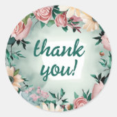 Pastel Blume Elegante: Grün blühende Hochzeit Runder Aufkleber (Vorderseite)