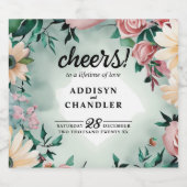 Pastel Blume Elegante: Grün blühende Hochzeit Schaumweinetikett (Einzelnes Label)