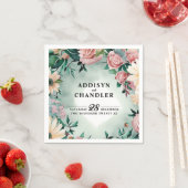 Pastel Blume Elegante: Grün blühende Hochzeit Serviette (Beispiel)