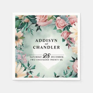 Pastel Blume Elegante: Grün blühende Hochzeit Serviette