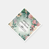 Pastel Blume Elegante: Grün blühende Hochzeit Serviette (Ecke)